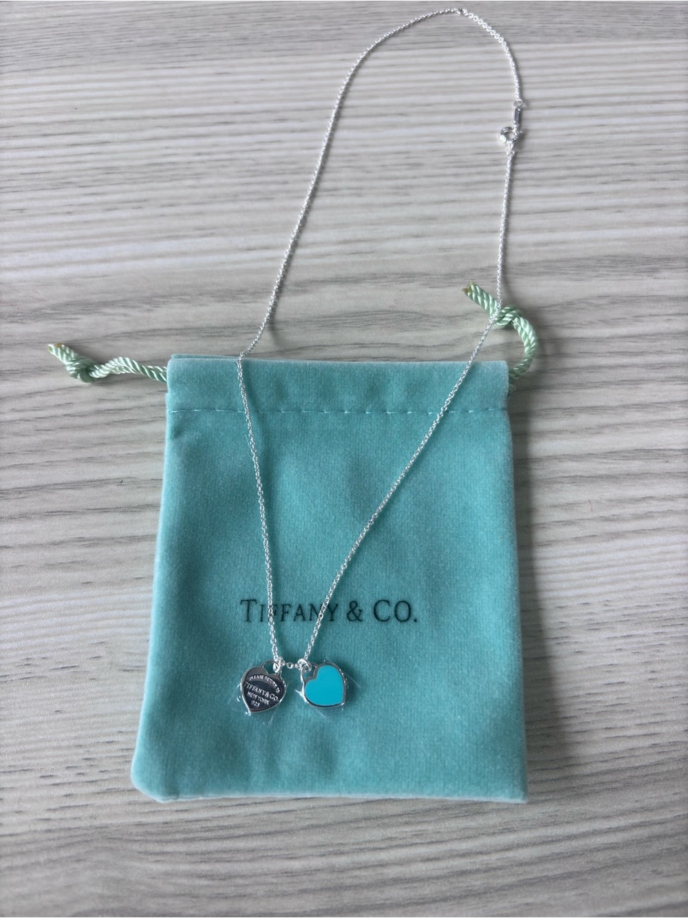 Tiffany & Co. Silver Necklace with Tiffany Blue Heart Charm(no box)
